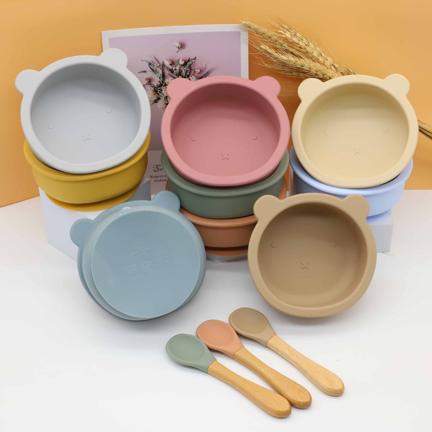 Eco-Friendly Bear Bowl Feeding Set – Suction Base + Spoon