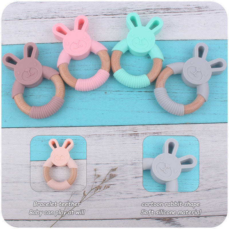 Wooden Bunny Teething Rattles – Safe & Soothing for Babies