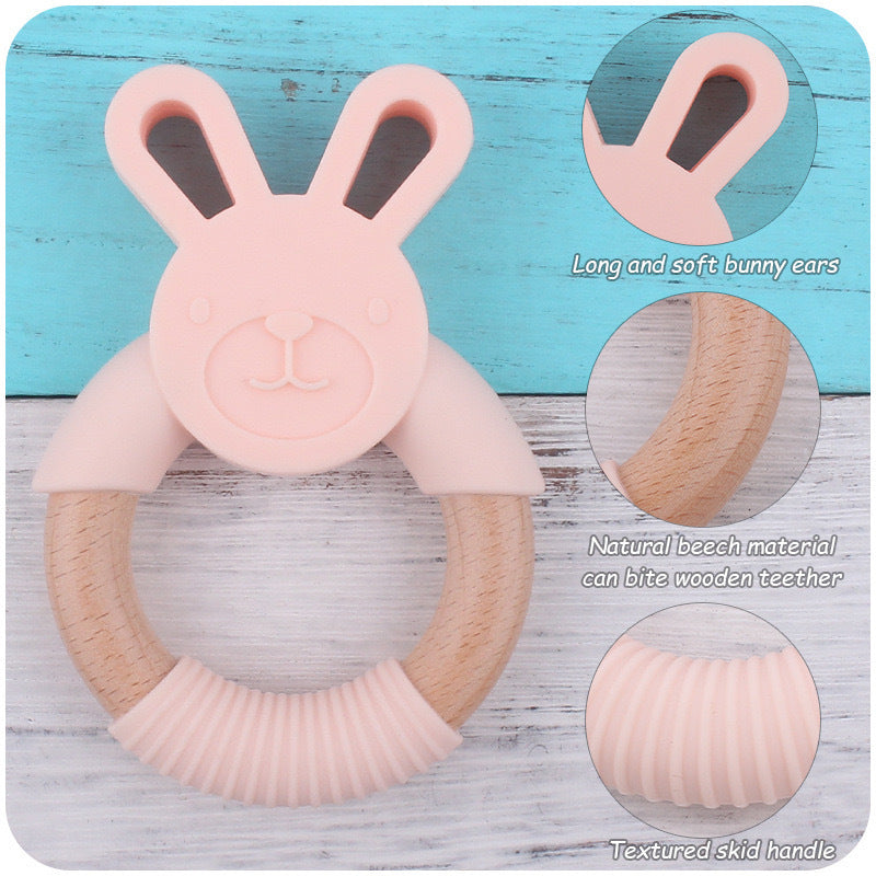 Wooden Bunny Teething Rattles – Safe & Soothing for Babies